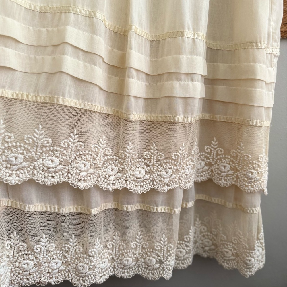 Gunne Sax Vintage 70s Cream Lace Tent Maxi Dress - Picture 6 of 12